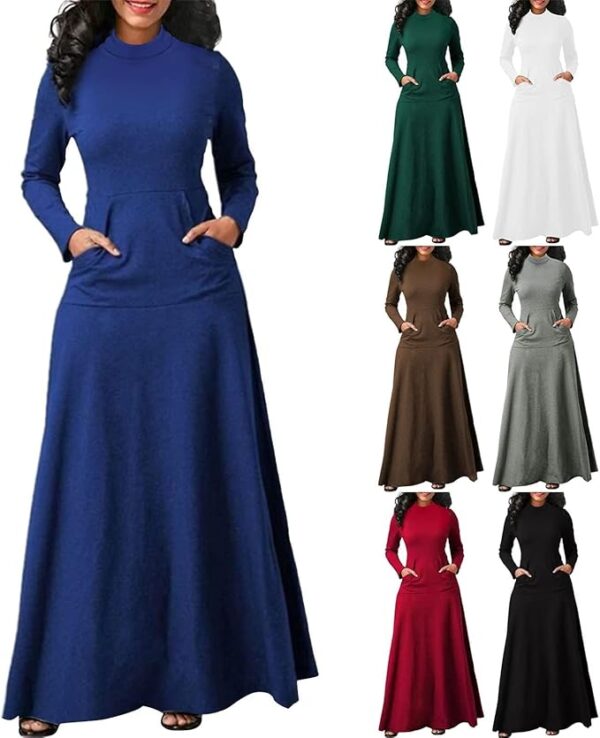 Womens Turtleneck Long Dress - Image 3