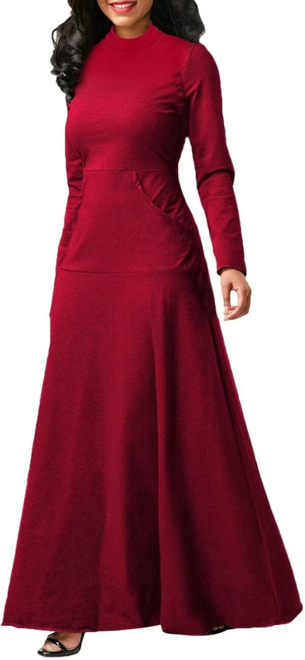 Womens Turtleneck Long Dress - Image 2