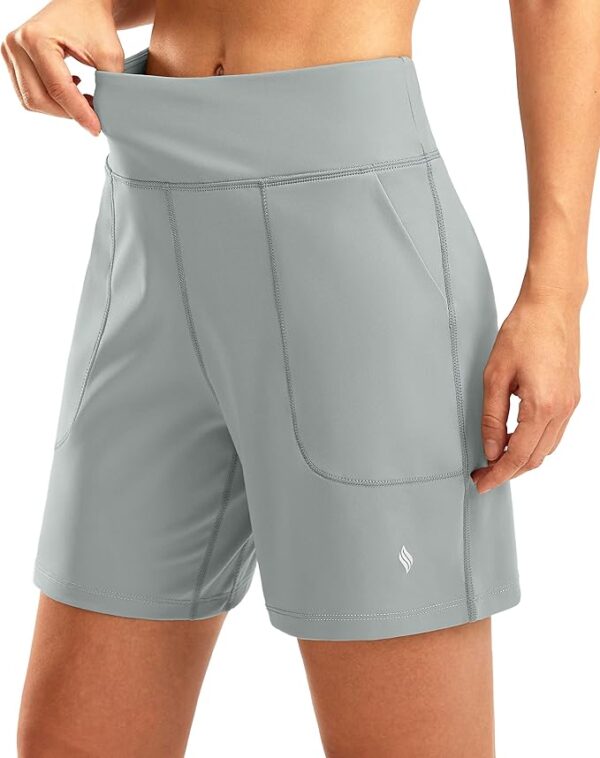 SANTINY Women's 6'' Athletic Long Shorts with 4 Pockets