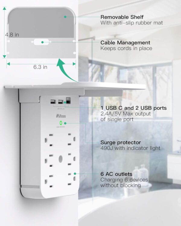 Wall Outlet Extender with Surge Protector - Image 5