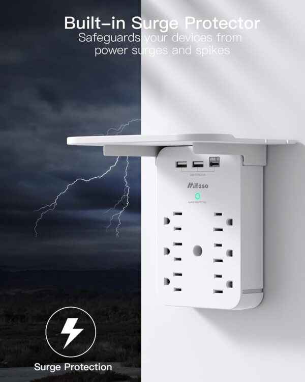 Wall Outlet Extender with Surge Protector - Image 3