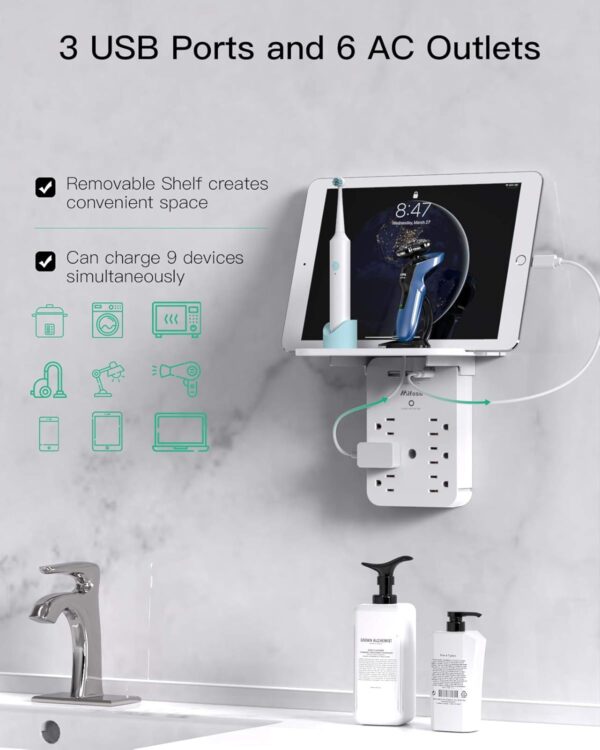 Wall Outlet Extender with Surge Protector - Image 4